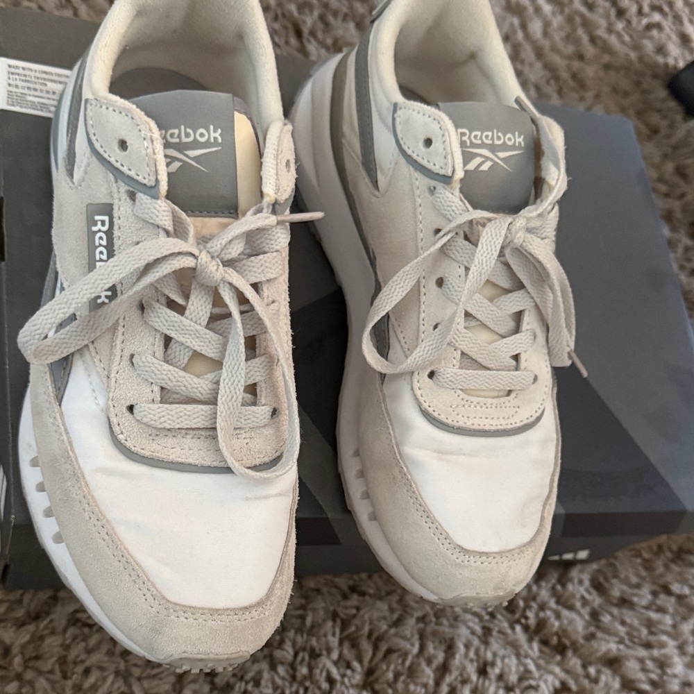 Reebok Classic White and Gray Sneakers